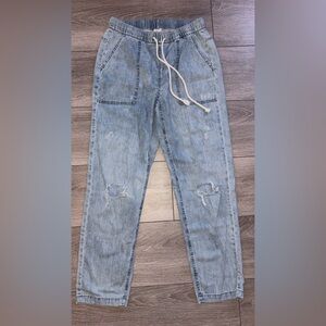 Aerie Size Small Light Wash Pull On Jeans Elastic Waist Comfy Lightweight Hirise